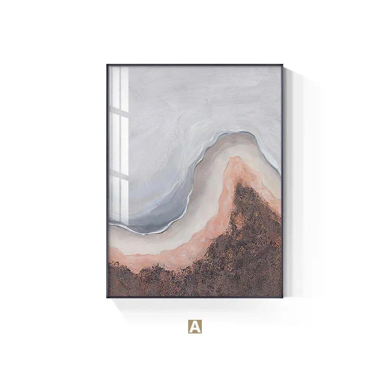 Neutral Tones Pink Abstract Ocean Coastline Wall Art Fine Art Canvas Print Minimalist Pictures For Living Room Bedroom Art Decor | Skanto