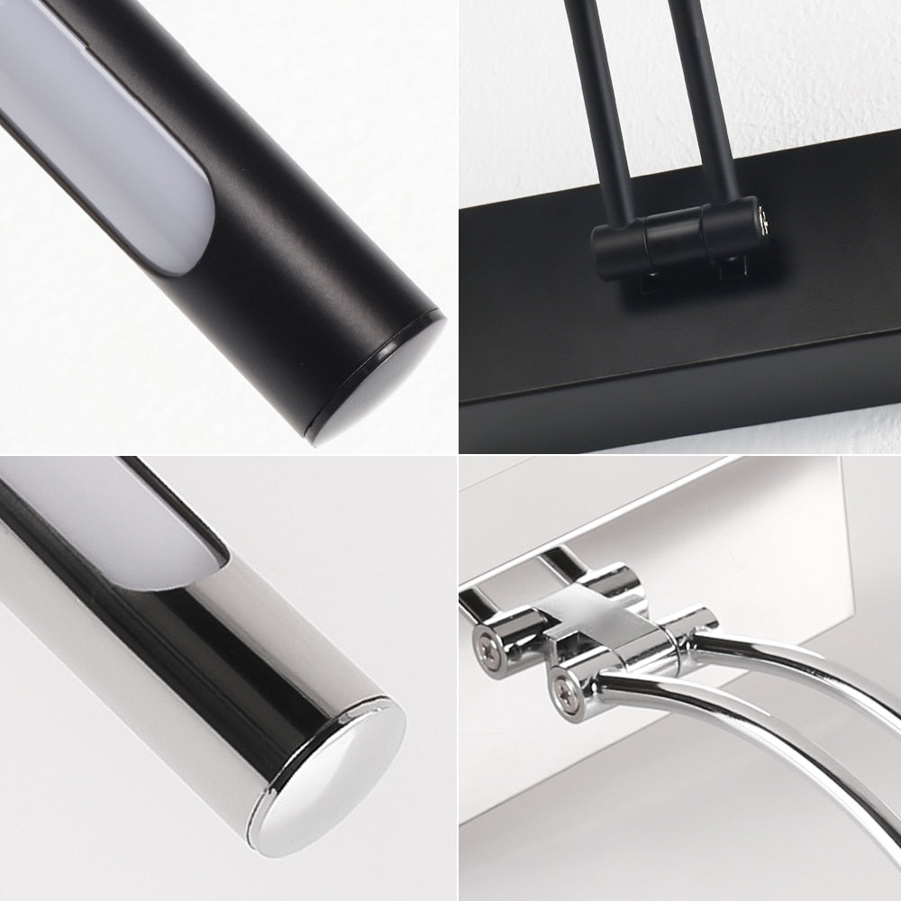 Skanto | 80-100cm LED vegglampe - Moderne svart/sølv veggbelysning til badet, innvendig montert bilde lys
