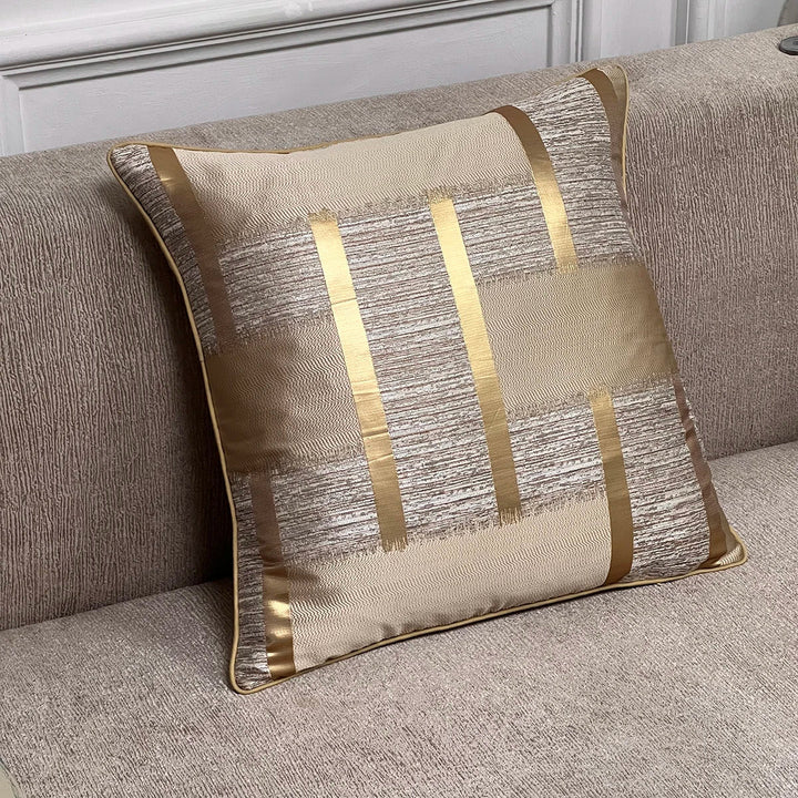 Shiny Golden Silver Stripe Jacquard Pillow Covers 45x45cm Cushion Covers Square Cover for Sofa Throw Pillows Light Luxury Nordic Home Decor | Skanto