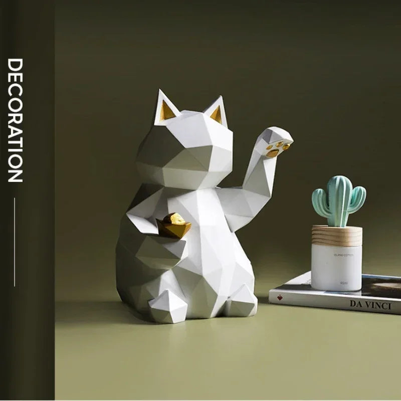 Nordic Minimalisme Geometri Lykke Katt Statuer | Skanto