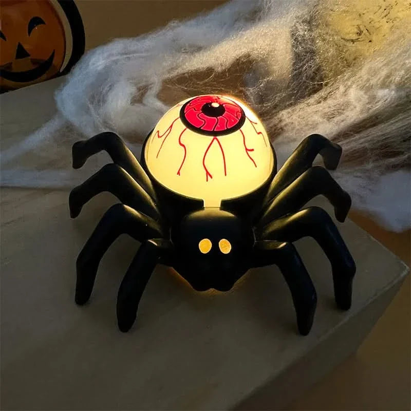 Skanto | Halloween LED Skalle & Edderkopp Lampe – Spooky Hjemmedekor