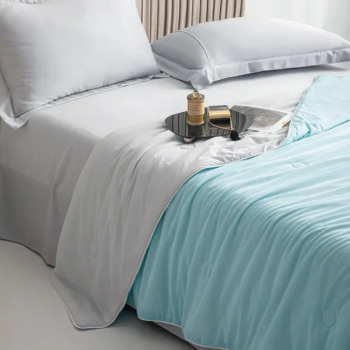Air Condition Sommer Komforter — Ren Farge Is Silke Kjøleteppe, Lett & Glatt Twin/King Størrelse Quilt | Skanto