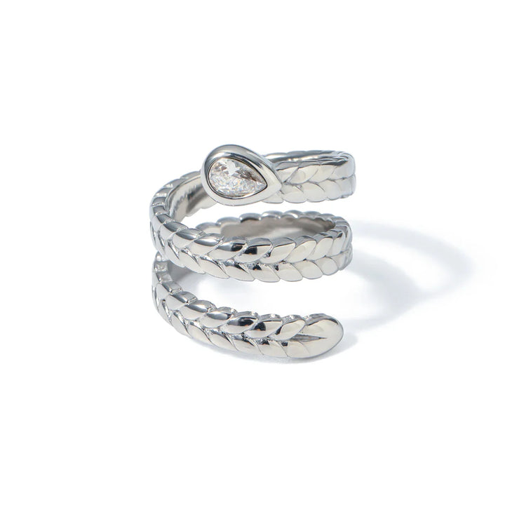Skanto | Triple Wrap Diamond Eye Leaf Textured Ring