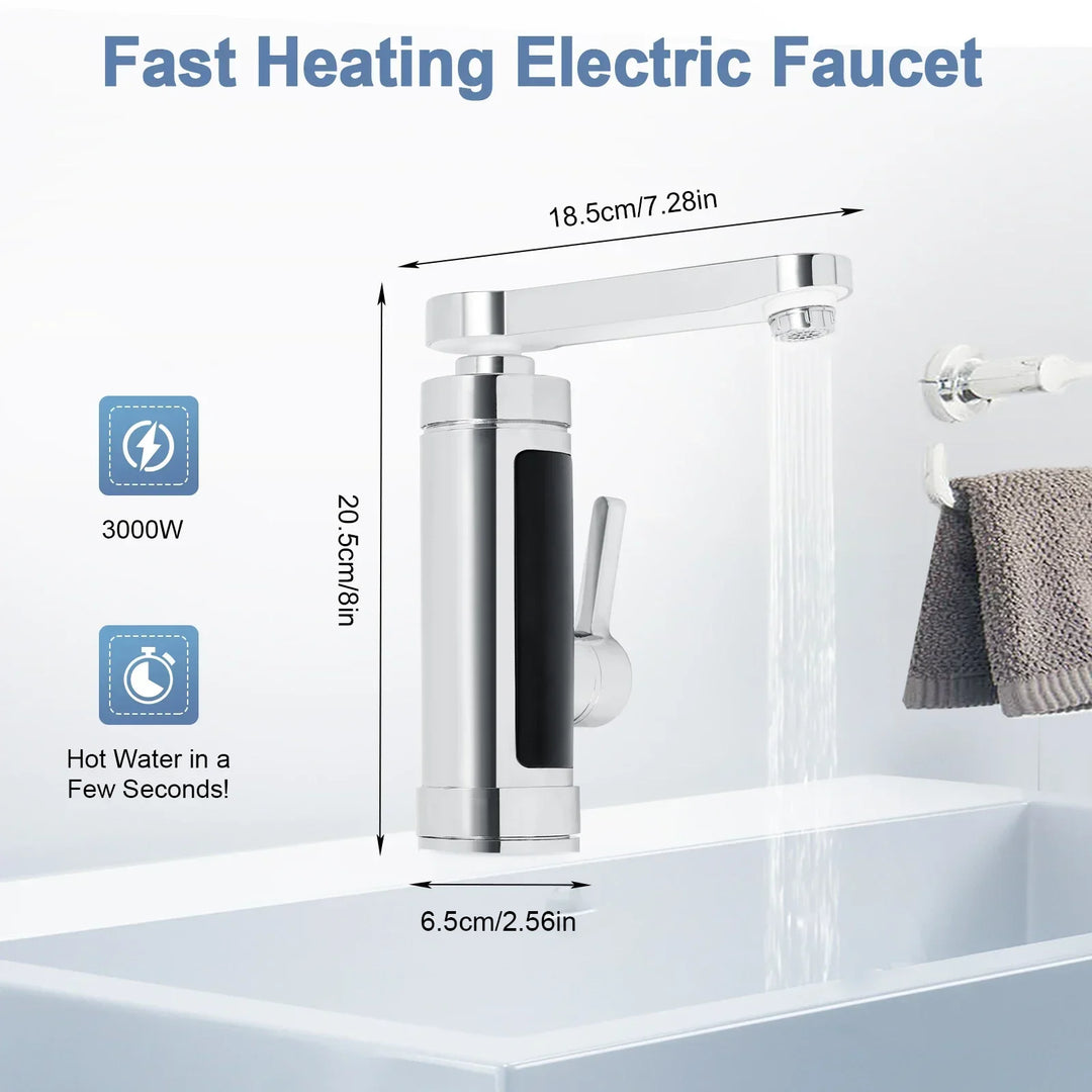 Skanto | ThermoFlow 3000W Øyeblikkelig oppvarming Kjøkkenkran med 360° roterende tut – Rustfritt stål & energieffektiv