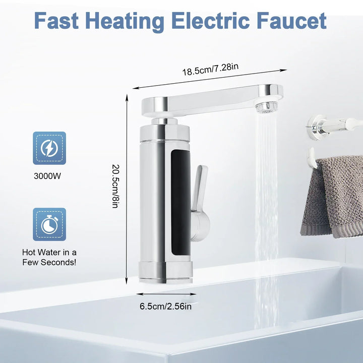 Skanto | ThermoFlow 3000W Øyeblikkelig oppvarming Kjøkkenkran med 360° roterende tut – Rustfritt stål & energieffektiv