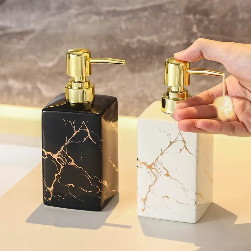 Marmor Keramisk Såpe- og Sjampo Dispenser - Modern Design | Skanto