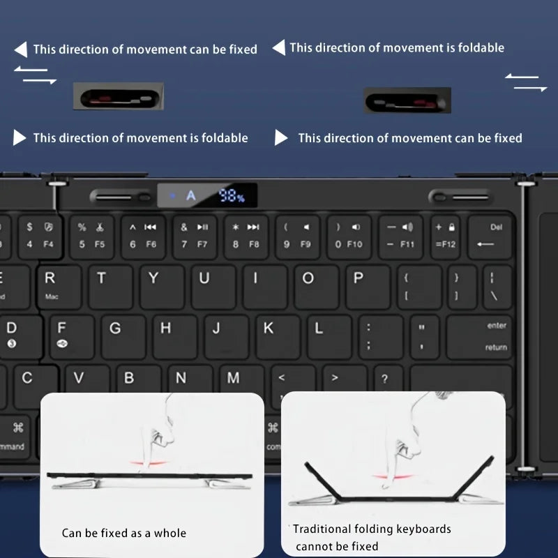 Skanto | Sammenleggbar RGB Trådløs Innebygd Touchpad Belyst Reise Tastatur