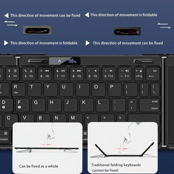 Skanto | Sammenleggbar RGB Trådløs Innebygd Touchpad Belyst Reise Tastatur
