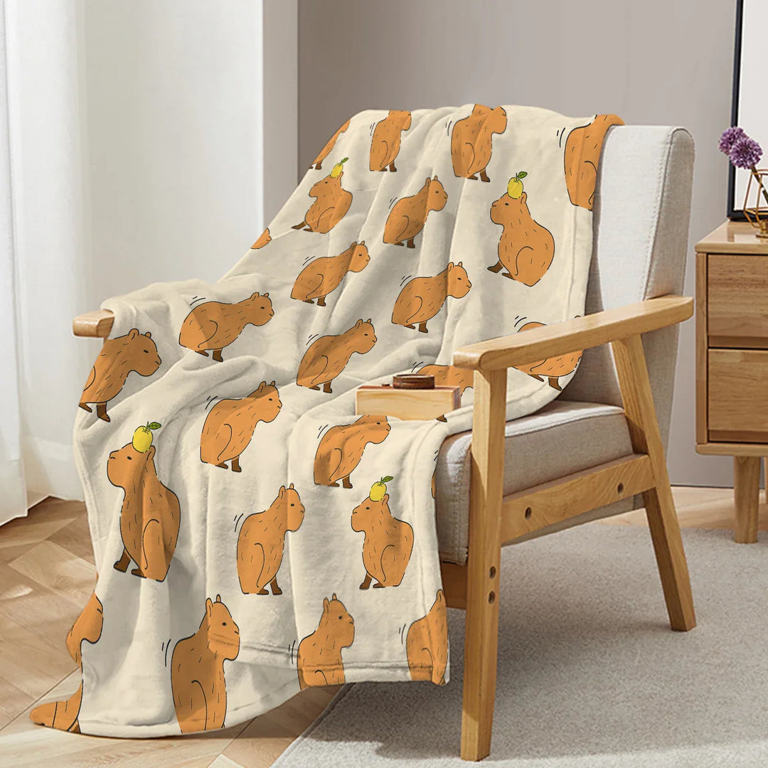Skanto | CapyLoom Koselig Teppe | Lodden Capybara Koselig Teppe | Myk Flanell Fleece Kaste Teppe | Sofa & Seng Deksel i 3 Størrelser