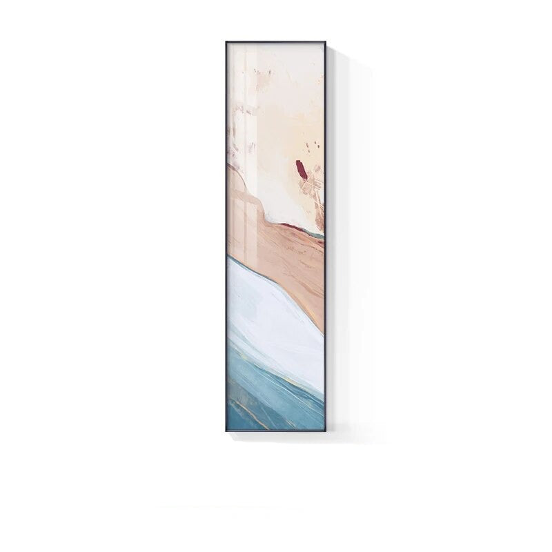 Marble Print Abstract Vertical Format Wall Art Blue Pastel Pink Pictures for Modern Living Room Bedroom Hallway Wall Decor | Skanto