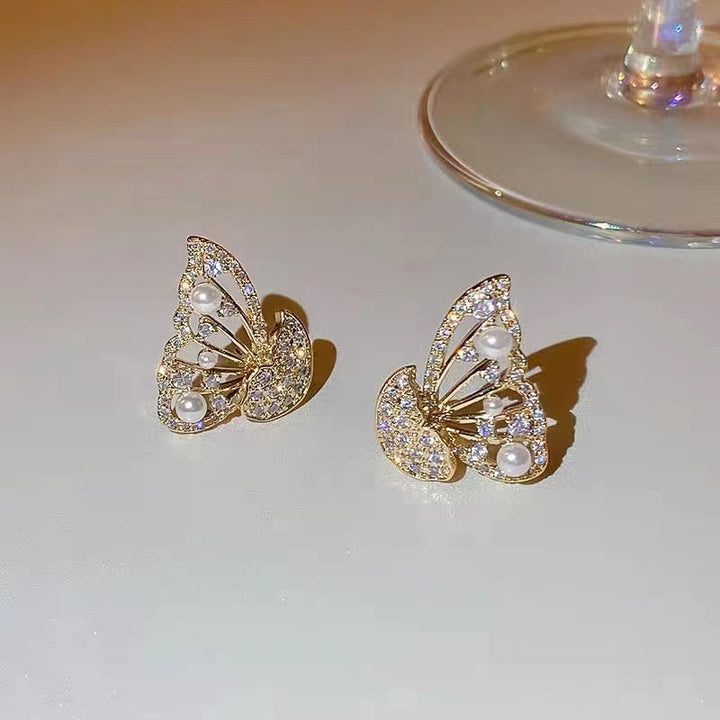 Skanto | Shiny Zircon Koreansk Stil Butterfly Chic Øredobber