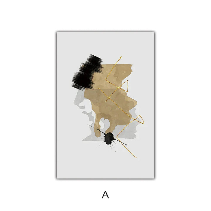 Neutral Color Blue Beige Black Nordic Abstract Wall Art Fine Art Canvas Prints Posters Pictures For Living Room Bedroom Art Decor | Skanto