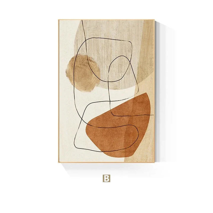 Skandinavisk Abstract Form Line & Shape Wall Art Fine Art Canvas Prints Neutral Color Palette Pictures For Modern Living Room Decor | Skanto