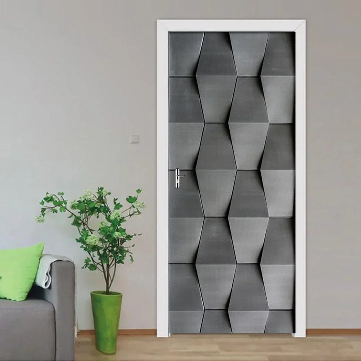 Modern Abstract Pearl Geometric Door Sticker Mural Removable PVC Vinyl Peel N Stick Wall Art Mural Sticker for Indoor Doors Creative DIY Home Deco | Skanto