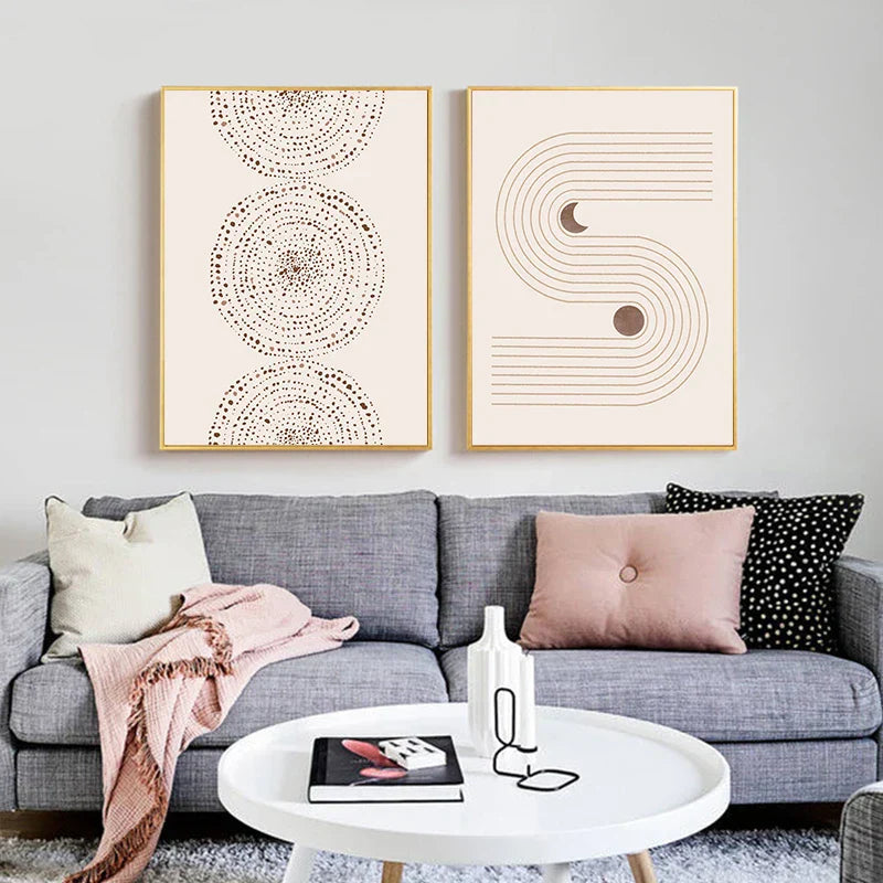 Minimalist Abstract Celestial Geometry Wall Art Fine Art Canvas Prints Sun Moon Posters Pictures For Living Room Bedroom Art Decor | Skanto