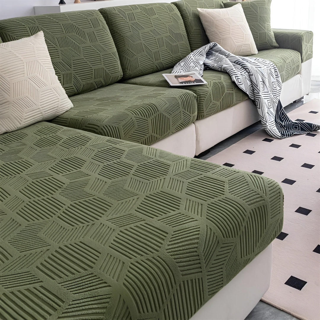 Jacquard Sofa Cover med Geometrisk Mønster – Myk & Katt-vennlig | Perfekt for Beskyttelse og Koselige Oppholdsrom | Skanto