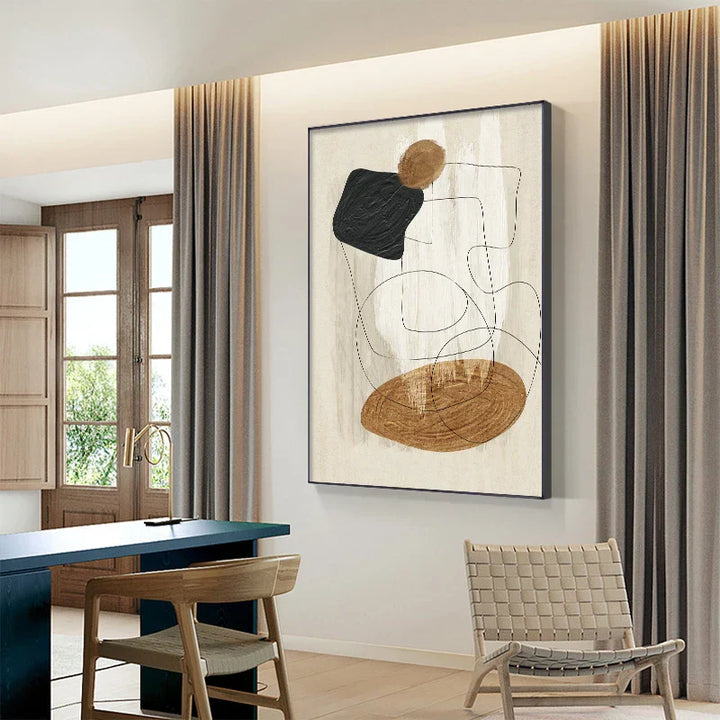 Skandinavisk Abstract Form Line & Shape Wall Art Fine Art Canvas Prints Neutral Color Palette Pictures For Modern Living Room Decor | Skanto