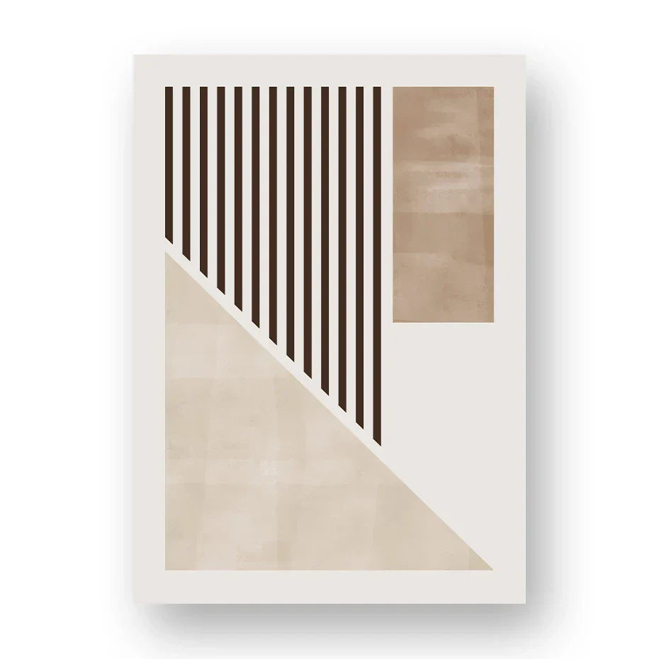 Brown Beige Color Block Geometric Wall Art Fine Art Canvas Prints Abstract Minimalist Pictures for Modern Living Room Bedroom Art Decor | Skanto