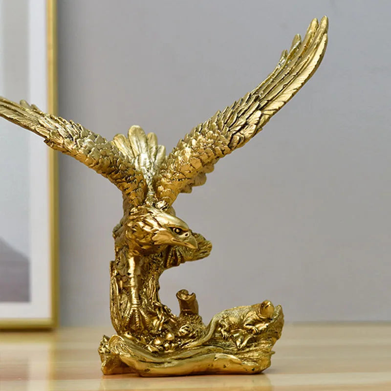 Skanto | Harpiks Gullørn Statue Kunst Dyremodell Samling Ornament Hjem Kontor Skrivebord Feng Shui Dekor Figurer enkel