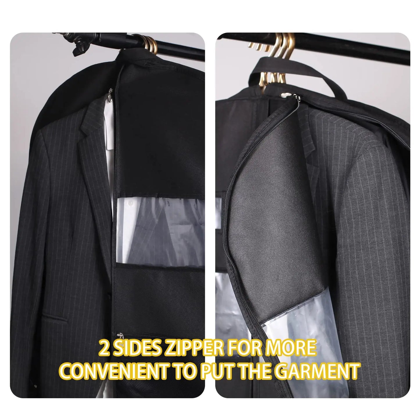 Norvo | Reisekjoler Garment Bag for Reise | Dobbeltsidig Glidelås & XXL Lommer | Pustende & Gjennomsiktig | 43 tommers Henge Dress Organisator