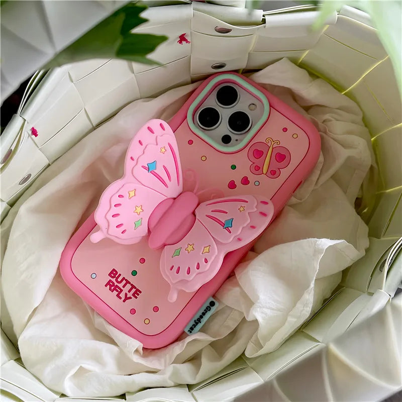 Skanto | Nydelig 3D Faltet Sommerfugl Støtsikker iPhone Etui