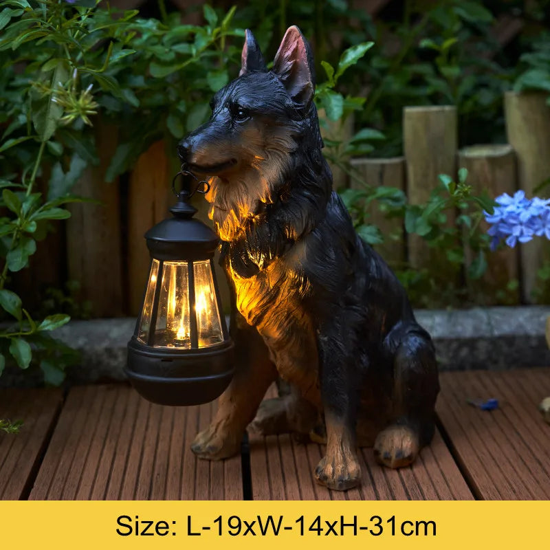 Skanto | Solcelledrevet Utendørs Harpiks Hundestatuett Lampe