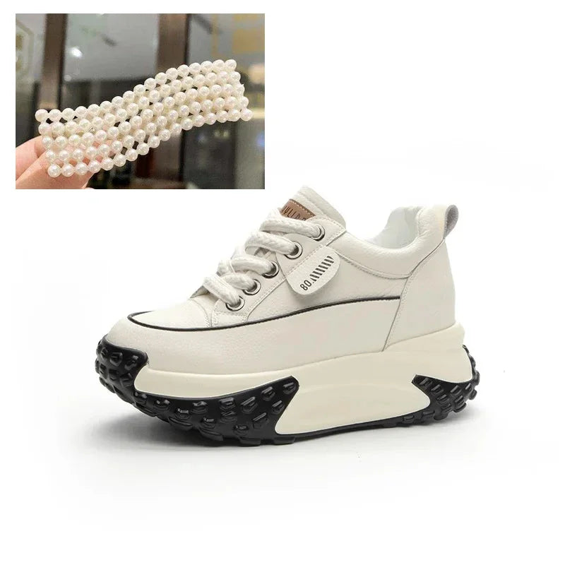 Skanto | 7 cm Plattform Wedge Sneakers laget av Lær