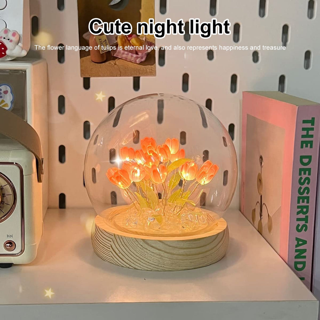 Skanto | Skinnende Tulipan Håndlaget Nattlampe