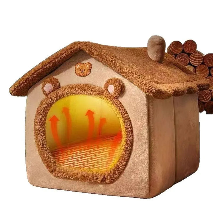 Plush kjæledyrhus med tak og sklisikkert bunnskålift