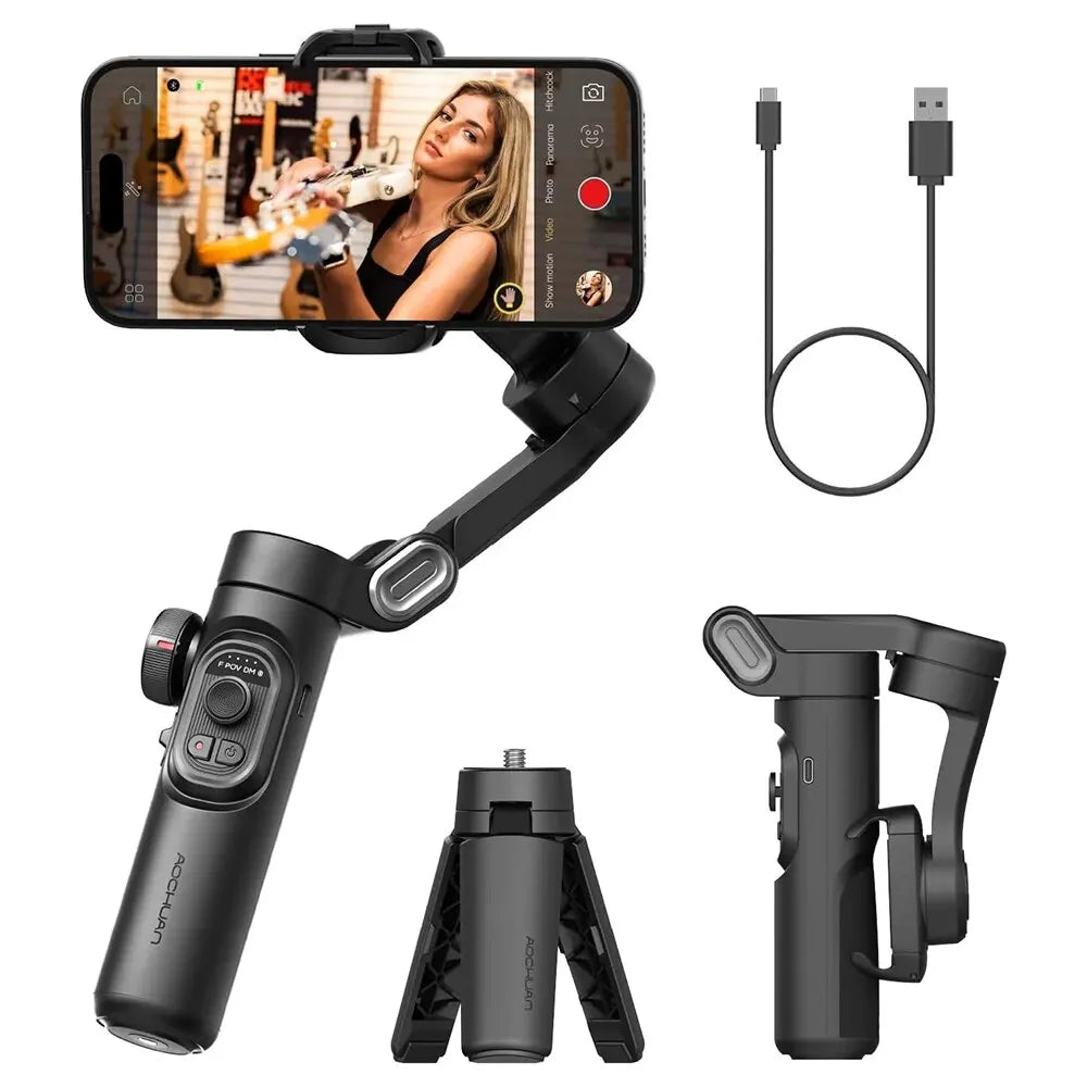 Skanto | 3-aksers smartphone gimbal stabilisator med AI-sporing og ansiktsgjenkjenning – Alvion