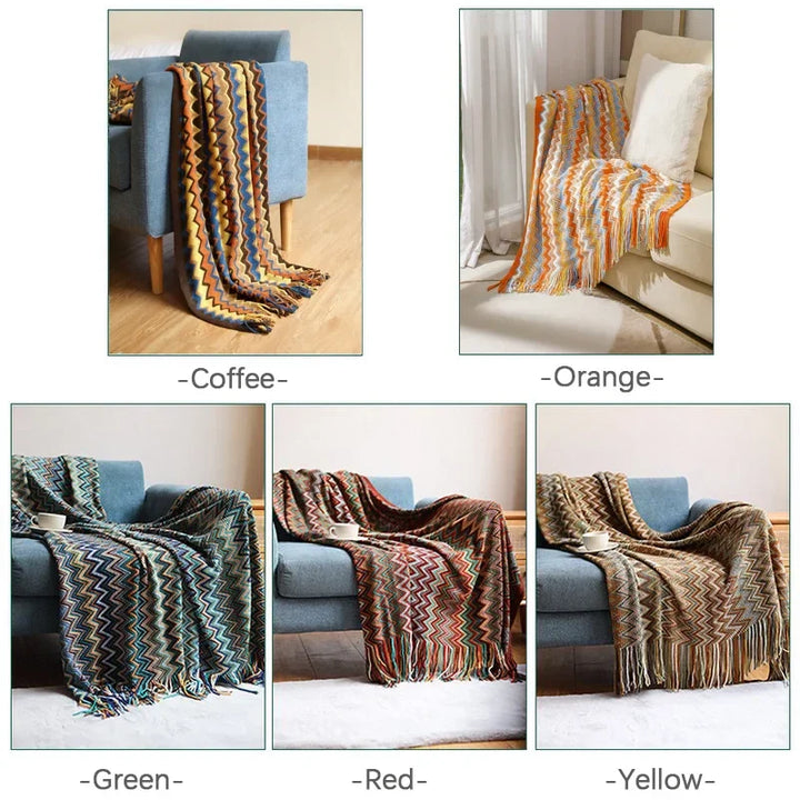 Skanto | CasaLoom | Boho Teppe med Frynser | Rust Rød | Myk & Lett