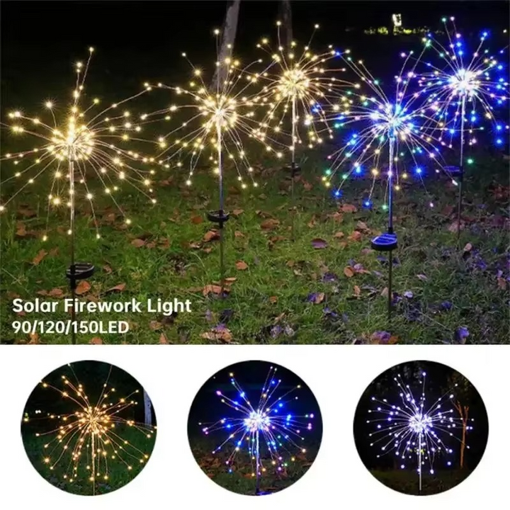 Skanto | Fortryllende Solenergi LED Fyrverkeri Hagebelysning - 90/150 LED Vanntett Utendørs Lyskilde