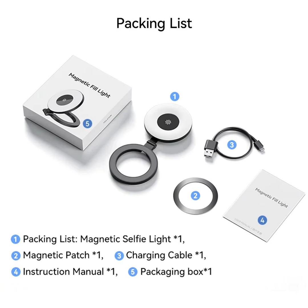Skanto | Mini magnetisk selfie ringlys - lomme klips- på LED lys