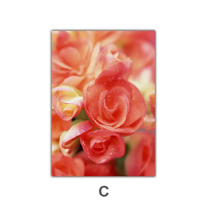 Pink Red Roses Floral Wall Art Fine Art Canvas Prints Modern Botanical Posters Pictures For Living Room, Bedroom Art Decor | Skanto