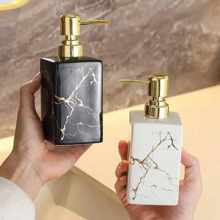 Marmor Keramisk Såpe- og Sjampo Dispenser - Modern Design | Skanto