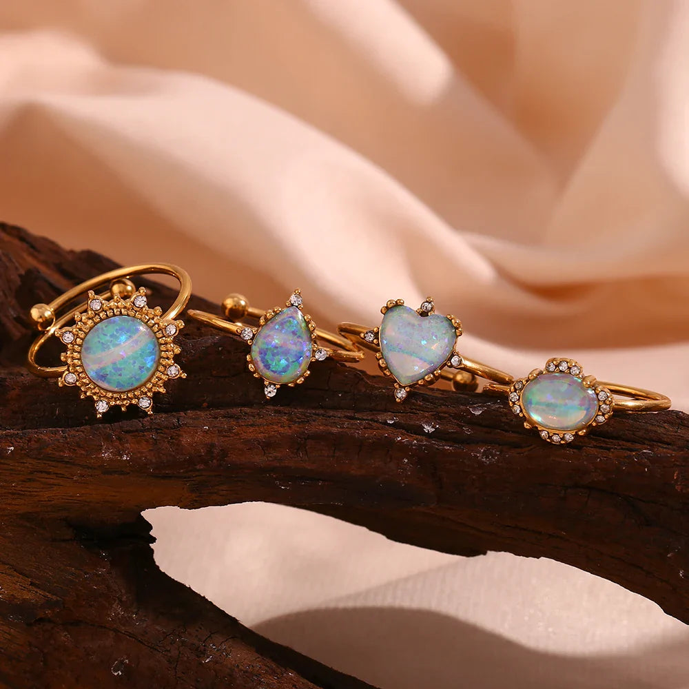 Skanto | Justerbare Diamant Aksepterte Opal Iridescente Ringer