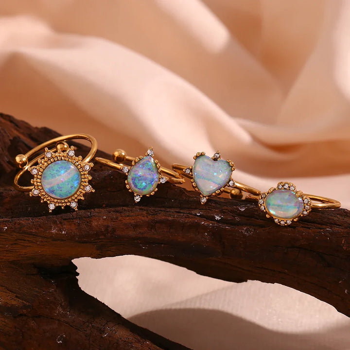 Skanto | Justerbare Diamant Aksepterte Opal Iridescente Ringer