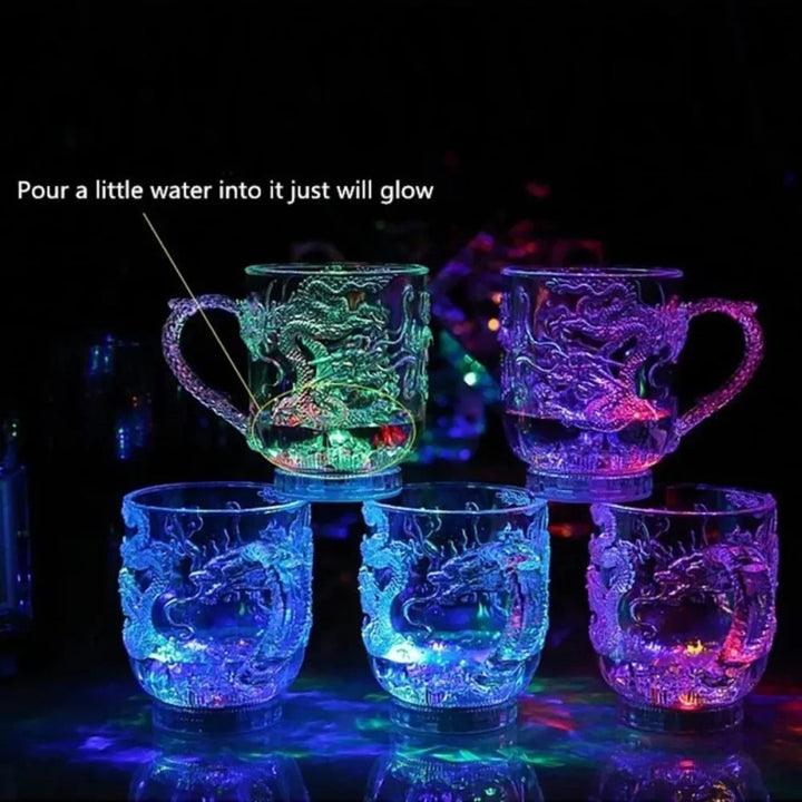 Skanto | 1 stykke fargeforandrende luminescerende LED dragekrus vannaktiverte lys øl kaffe melk te vin whiskey bar kopp reise kreativ gave