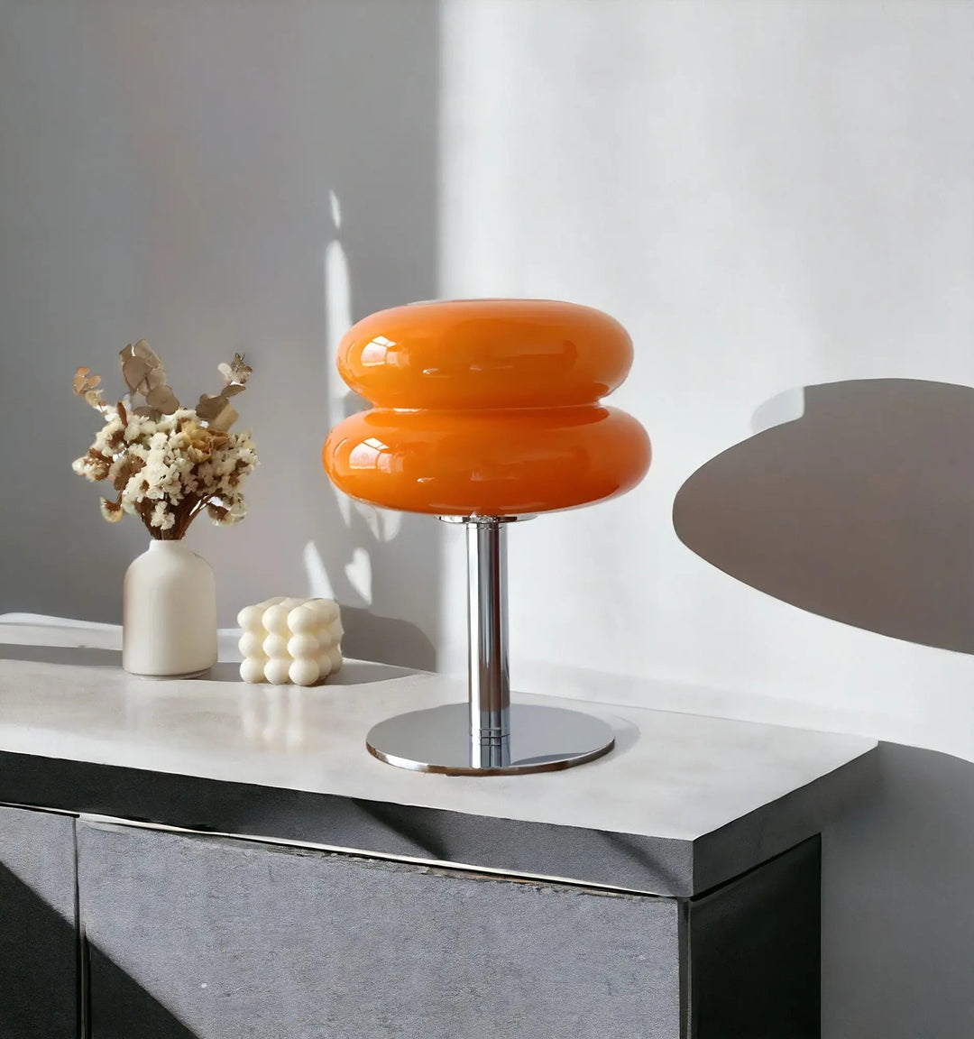 Skanto | Elegant Macaron Glass Table Lamp med USB - 3 Lysfarger