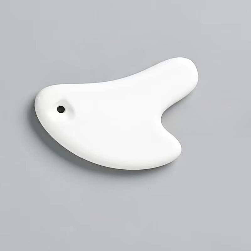 Skanto | Hvit keramisk Guasha-skrapebrett for fullkroppsmassasje og lymfedrenasje
