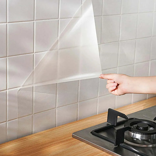 Norvo | 60x300cm Kjøkken-vegaufkleber - Oljeholdig, gjennomsiktig selvklebende film - Avtagbart beskyttelsesdeksel for hyller og skuffer-dekor