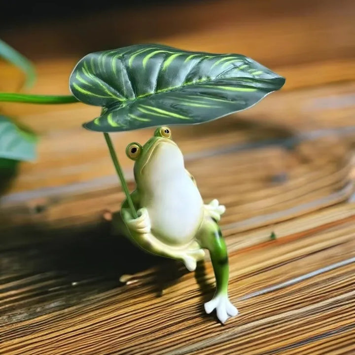 Skanto | Frosk på lotusblad figur for akvarium hagedekorasjon og balkongdekorasjon