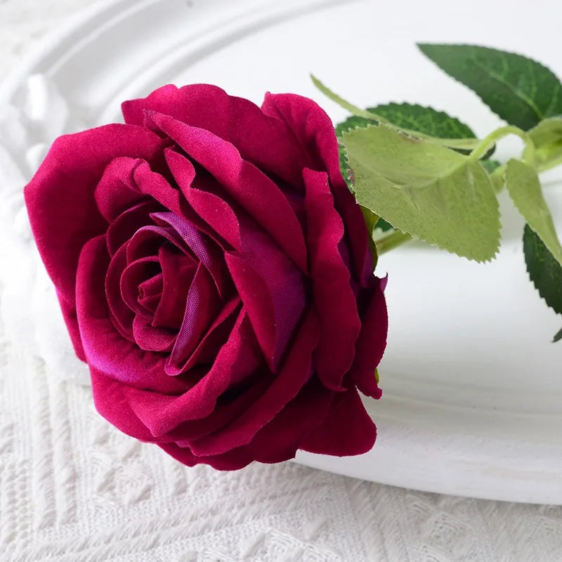 Norvo | 20 stykker Realistisk Fløyels Silke Rose Bukett