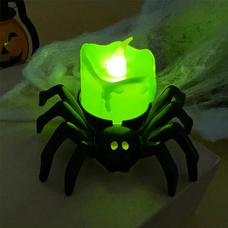 Skanto | Halloween LED Skalle & Edderkopp Lampe – Spooky Hjemmedekor