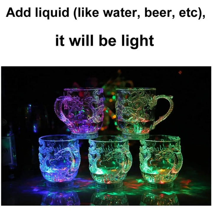 Skanto | 1 stykke fargeforandrende luminescerende LED dragekrus vannaktiverte lys øl kaffe melk te vin whiskey bar kopp reise kreativ gave