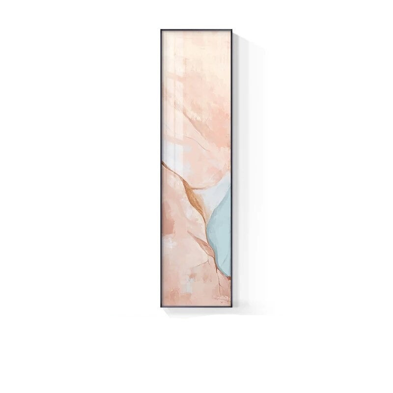 Marble Print Abstract Vertical Format Wall Art Blue Pastel Pink Pictures for Modern Living Room Bedroom Hallway Wall Decor | Skanto