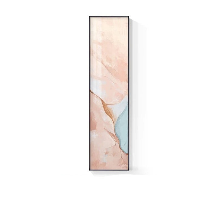 Marble Print Abstract Vertical Format Wall Art Blue Pastel Pink Pictures for Modern Living Room Bedroom Hallway Wall Decor | Skanto
