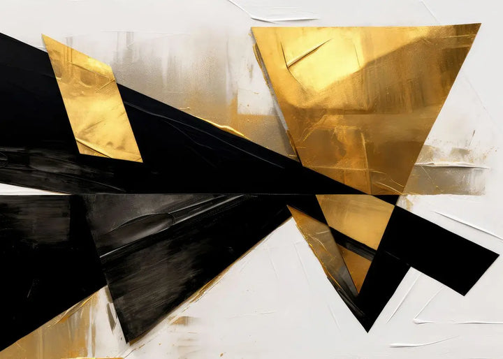 Modern Fluid Geometry Black Gold Abstract Wall Art Fine Art Canvas Prints Pictures For Living Room Dining Room Home Office Decor | Skanto