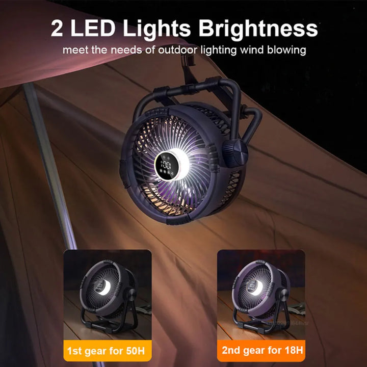 Skanto | Campingvifte med 20000mAh batteri, LED-lys og fjernkontroll – WindMate