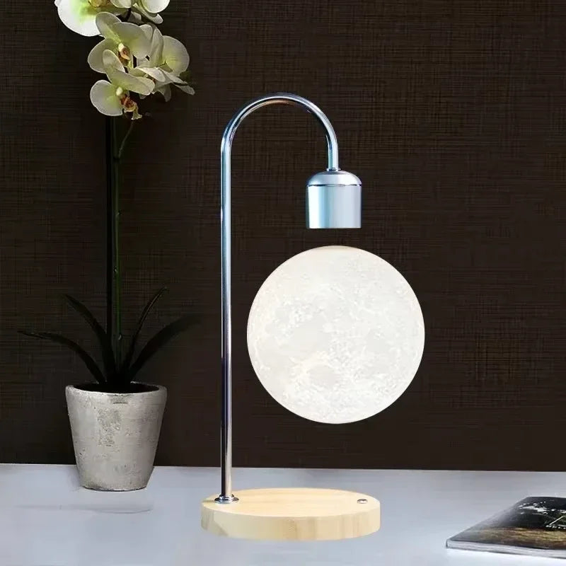 Skanto | LED Måne Lampe med Magnetisk Levitasjon og Trådløs Lading